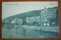 Abbazia, Südstrand mit Hotel Bellevue - pohlednice