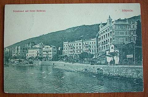Abbazia, Sdstrand mit Hotel Bellevue - pohlednice - Kliknutm zavt